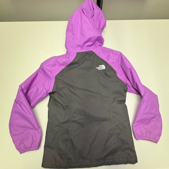 The North Face Girls Small 7-8 DryVent Hooded Windbreaker Jacket Purple Grey - Picture 4 of 7